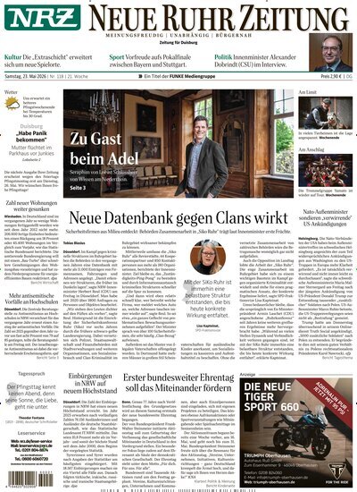 Titelbild der Ausgabe 118/2026 von NRZ Neue Ruhr Zeitung Duisburg. Diese Zeitschrift und viele weitere Zeitungsabos als Abo oder epaper bei United Kiosk online kaufen.