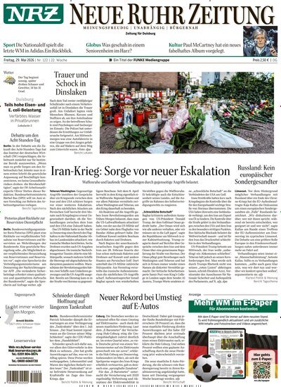 Titelbild der Ausgabe 122/2026 von NRZ Neue Ruhr Zeitung Duisburg. Diese Zeitschrift und viele weitere Zeitungsabos als Abo oder epaper bei United Kiosk online kaufen.