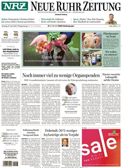 Titelbild der Ausgabe 131/2025 von NRZ Neue Ruhr Zeitung Duisburg. Diese Zeitschrift und viele weitere Zeitungsabos als Abo oder epaper bei United Kiosk online kaufen.