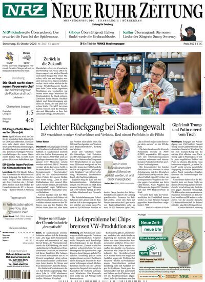 Titelbild der Ausgabe 246/2025 von NRZ Neue Ruhr Zeitung Duisburg. Diese Zeitschrift und viele weitere Zeitungsabos als Abo oder epaper bei United Kiosk online kaufen.