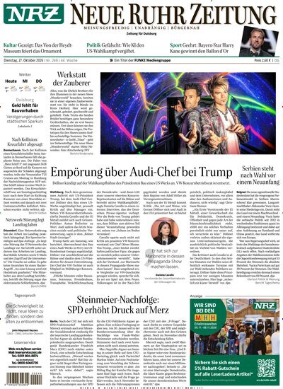 Titelbild der Ausgabe 249/2026 von NRZ Neue Ruhr Zeitung Duisburg. Diese Zeitschrift und viele weitere Zeitungsabos als Abo oder epaper bei United Kiosk online kaufen.