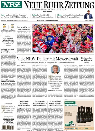 Titelbild der Ausgabe 262/2025 von NRZ Neue Ruhr Zeitung Duisburg. Diese Zeitschrift und viele weitere Zeitungsabos als Abo oder epaper bei United Kiosk online kaufen.