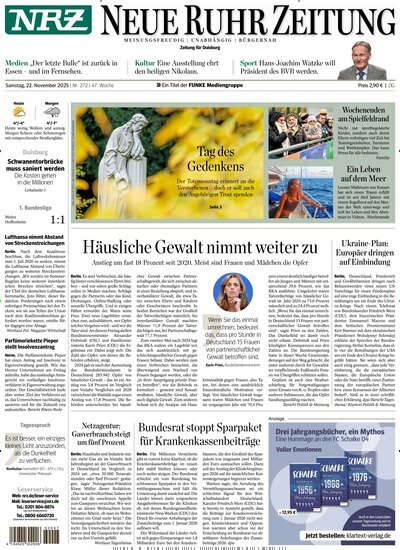 Titelbild der Ausgabe 271/2025 von NRZ Neue Ruhr Zeitung Duisburg. Diese Zeitschrift und viele weitere Zeitungsabos als Abo oder epaper bei United Kiosk online kaufen.