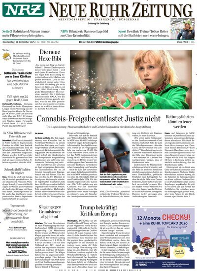 Titelbild der Ausgabe 288/2025 von NRZ Neue Ruhr Zeitung Duisburg. Diese Zeitschrift und viele weitere Zeitungsabos als Abo oder epaper bei United Kiosk online kaufen.
