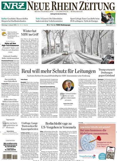 Titelbild der Ausgabe 4/2026 von NRZ Neue Ruhr Zeitung Emmerich Kleve. Diese Zeitschrift und viele weitere Zeitungsabos als Abo oder epaper bei United Kiosk online kaufen.