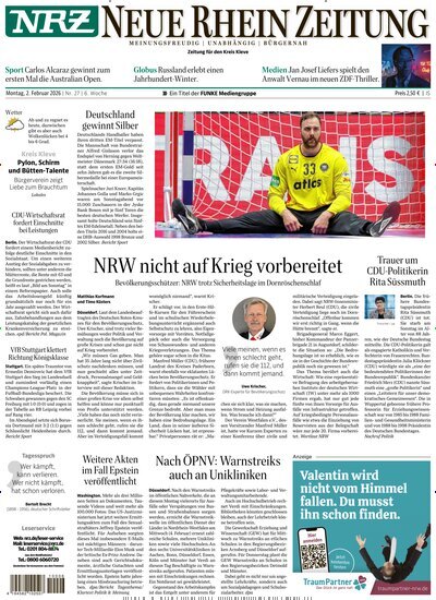 Titelbild der Ausgabe 27/2026 von NRZ Neue Ruhr Zeitung Emmerich Kleve. Diese Zeitschrift und viele weitere Zeitungsabos als Abo oder epaper bei United Kiosk online kaufen.