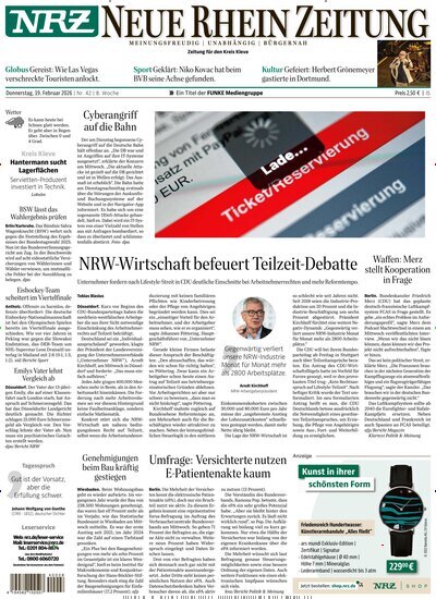 Titelbild der Ausgabe 42/2026 von NRZ Neue Ruhr Zeitung Emmerich Kleve. Diese Zeitschrift und viele weitere Zeitungsabos als Abo oder epaper bei United Kiosk online kaufen.