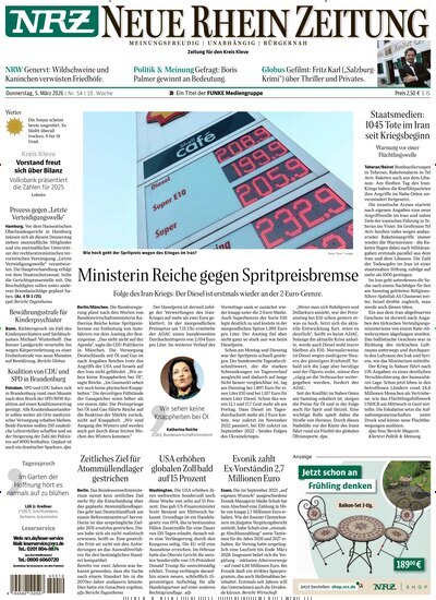 Titelbild der Ausgabe 54/2026 von NRZ Neue Ruhr Zeitung Emmerich Kleve. Diese Zeitschrift und viele weitere Zeitungsabos als Abo oder epaper bei United Kiosk online kaufen.