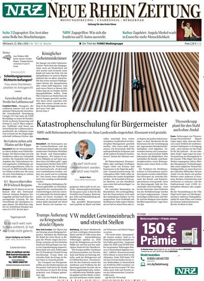 Titelbild der Ausgabe 59/2026 von NRZ Neue Ruhr Zeitung Emmerich Kleve. Diese Zeitschrift und viele weitere Zeitungsabos als Abo oder epaper bei United Kiosk online kaufen.