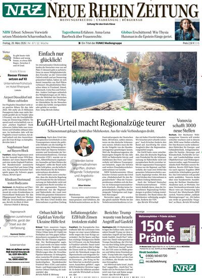 Titelbild der Ausgabe 67/2026 von NRZ Neue Ruhr Zeitung Emmerich Kleve. Diese Zeitschrift und viele weitere Zeitungsabos als Abo oder epaper bei United Kiosk online kaufen.