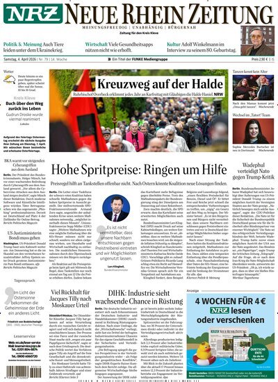 Titelbild der Ausgabe 79/2026 von NRZ Neue Ruhr Zeitung Emmerich Kleve. Diese Zeitschrift und viele weitere Zeitungsabos als Abo oder epaper bei United Kiosk online kaufen.
