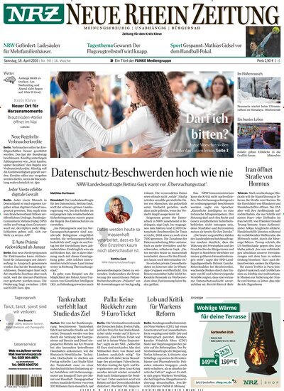 Titelbild der Ausgabe 90/2026 von NRZ Neue Ruhr Zeitung Emmerich Kleve. Diese Zeitschrift und viele weitere Zeitungsabos als Abo oder epaper bei United Kiosk online kaufen.