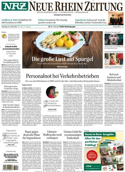 Titelbild der Ausgabe 96/2026 von NRZ Neue Ruhr Zeitung Emmerich Kleve. Diese Zeitschrift und viele weitere Zeitungsabos als Abo oder epaper bei United Kiosk online kaufen.