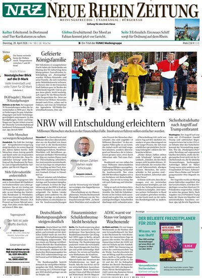 Titelbild der Ausgabe 98/2026 von NRZ Neue Ruhr Zeitung Emmerich Kleve. Diese Zeitschrift und viele weitere Zeitungsabos als Abo oder epaper bei United Kiosk online kaufen.