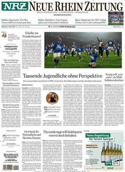 Titelbild der Ausgabe 102/2026 von NRZ Neue Ruhr Zeitung Emmerich Kleve. Diese Zeitschrift und viele weitere Zeitungsabos als Abo oder epaper bei United Kiosk online kaufen.