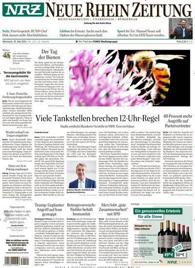 Titelbild der Ausgabe 115/2026 von NRZ Neue Ruhr Zeitung Emmerich Kleve. Diese Zeitschrift und viele weitere Zeitungsabos als Abo oder epaper bei United Kiosk online kaufen.