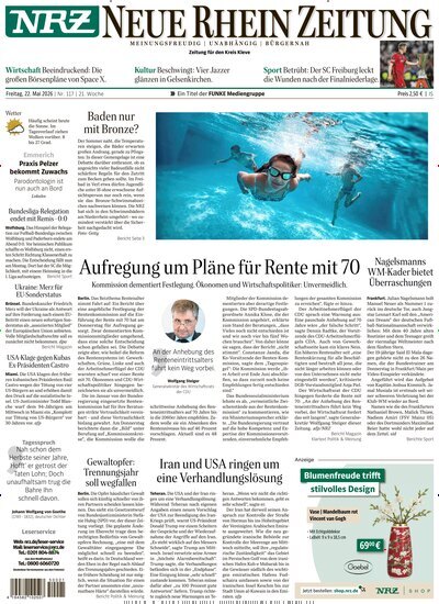 Titelbild der Ausgabe 117/2026 von NRZ Neue Ruhr Zeitung Emmerich Kleve. Diese Zeitschrift und viele weitere Zeitungsabos als Abo oder epaper bei United Kiosk online kaufen.