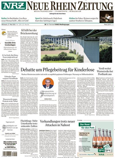 Titelbild der Ausgabe 120/2026 von NRZ Neue Ruhr Zeitung Emmerich Kleve. Diese Zeitschrift und viele weitere Zeitungsabos als Abo oder epaper bei United Kiosk online kaufen.