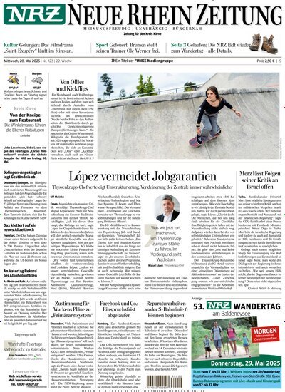 Titelbild der Ausgabe 123/2025 von NRZ Neue Ruhr Zeitung Emmerich Kleve. Diese Zeitschrift und viele weitere Zeitungsabos als Abo oder epaper bei United Kiosk online kaufen.