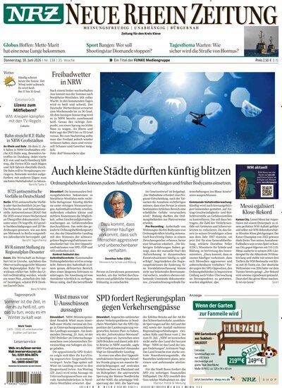 Titelbild der Ausgabe 138/2026 von NRZ Neue Ruhr Zeitung Emmerich Kleve. Diese Zeitschrift und viele weitere Zeitungsabos als Abo oder epaper bei United Kiosk online kaufen.
