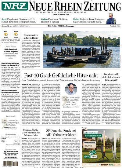 Titelbild der Ausgabe 148/2025 von NRZ Neue Ruhr Zeitung Emmerich Kleve. Diese Zeitschrift und viele weitere Zeitungsabos als Abo oder epaper bei United Kiosk online kaufen.