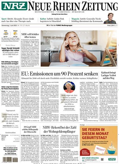Titelbild der Ausgabe 151/2025 von NRZ Neue Ruhr Zeitung Emmerich Kleve. Diese Zeitschrift und viele weitere Zeitungsabos als Abo oder epaper bei United Kiosk online kaufen.