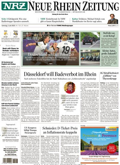 Titelbild der Ausgabe 153/2025 von NRZ Neue Ruhr Zeitung Emmerich Kleve. Diese Zeitschrift und viele weitere Zeitungsabos als Abo oder epaper bei United Kiosk online kaufen.