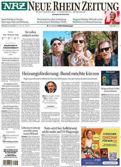 Titelbild der Ausgabe 155/2026 von NRZ Neue Ruhr Zeitung Emmerich Kleve. Diese Zeitschrift und viele weitere Zeitungsabos als Abo oder epaper bei United Kiosk online kaufen.