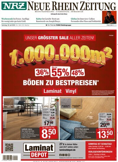 Titelbild der Ausgabe 164/2026 von NRZ Neue Ruhr Zeitung Emmerich Kleve. Diese Zeitschrift und viele weitere Zeitungsabos als Abo oder epaper bei United Kiosk online kaufen.