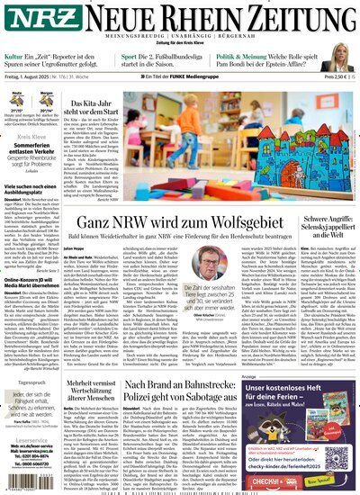 Titelbild der Ausgabe 176/2025 von NRZ Neue Ruhr Zeitung Emmerich Kleve. Diese Zeitschrift und viele weitere Zeitungsabos als Abo oder epaper bei United Kiosk online kaufen.