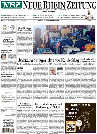 Titelbild der Ausgabe 237/2025 von NRZ Neue Ruhr Zeitung Emmerich Kleve. Diese Zeitschrift und viele weitere Zeitungsabos als Abo oder epaper bei United Kiosk online kaufen.