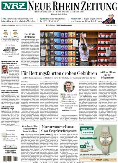 Titelbild der Ausgabe 239/2025 von NRZ Neue Ruhr Zeitung Emmerich Kleve. Diese Zeitschrift und viele weitere Zeitungsabos als Abo oder epaper bei United Kiosk online kaufen.