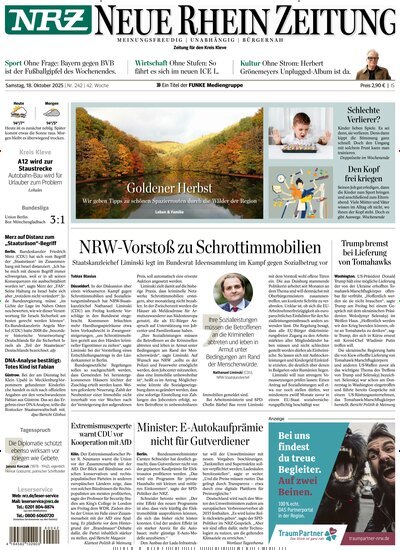 Titelbild der Ausgabe 242/2025 von NRZ Neue Ruhr Zeitung Emmerich Kleve. Diese Zeitschrift und viele weitere Zeitungsabos als Abo oder epaper bei United Kiosk online kaufen.