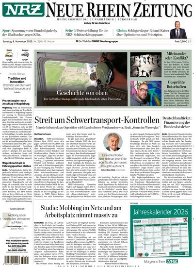 Titelbild der Ausgabe 259/2025 von NRZ Neue Ruhr Zeitung Emmerich Kleve. Diese Zeitschrift und viele weitere Zeitungsabos als Abo oder epaper bei United Kiosk online kaufen.
