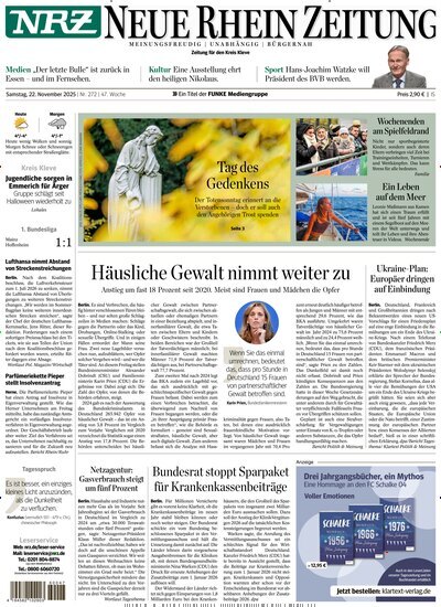 Titelbild der Ausgabe 271/2025 von NRZ Neue Ruhr Zeitung Emmerich Kleve. Diese Zeitschrift und viele weitere Zeitungsabos als Abo oder epaper bei United Kiosk online kaufen.