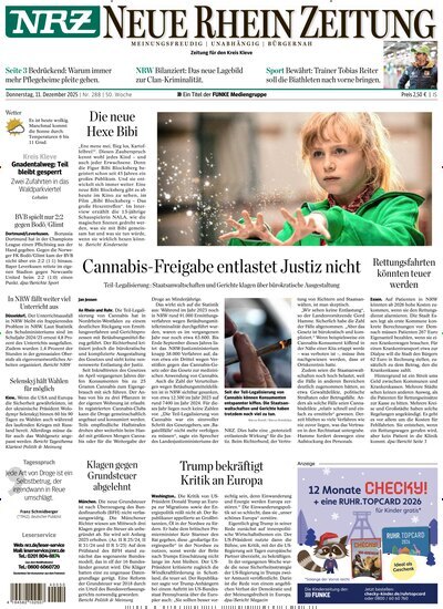 Titelbild der Ausgabe 288/2025 von NRZ Neue Ruhr Zeitung Emmerich Kleve. Diese Zeitschrift und viele weitere Zeitungsabos als Abo oder epaper bei United Kiosk online kaufen.