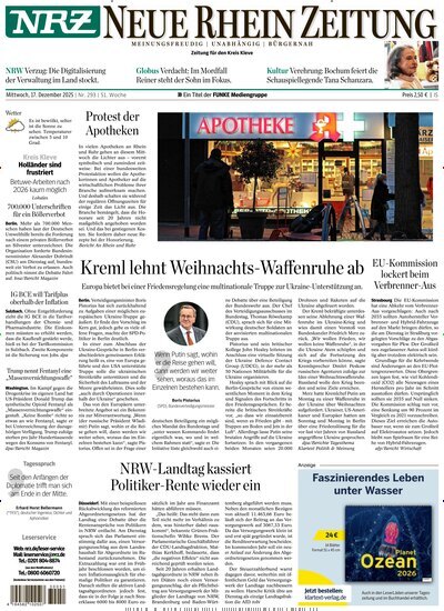 Titelbild der Ausgabe 293/2025 von NRZ Neue Ruhr Zeitung Emmerich Kleve. Diese Zeitschrift und viele weitere Zeitungsabos als Abo oder epaper bei United Kiosk online kaufen.