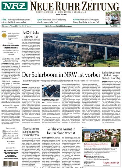 Titelbild der Ausgabe 29/2026 von NRZ Neue Ruhr Zeitung Essen. Diese Zeitschrift und viele weitere Zeitungsabos als Abo oder epaper bei United Kiosk online kaufen.