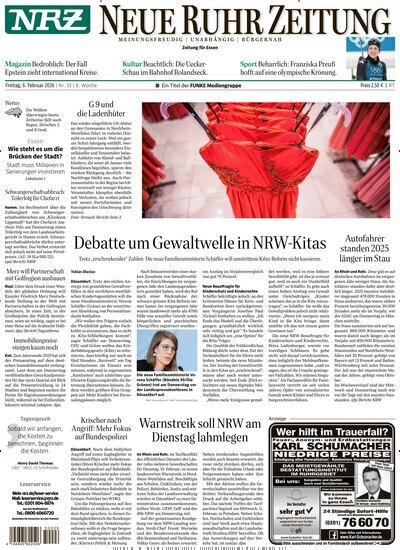 Titelbild der Ausgabe 31/2026 von NRZ Neue Ruhr Zeitung Essen. Diese Zeitschrift und viele weitere Zeitungsabos als Abo oder epaper bei United Kiosk online kaufen.