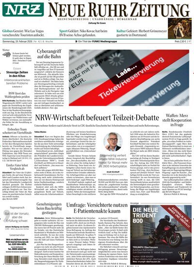 Titelbild der Ausgabe 42/2026 von NRZ Neue Ruhr Zeitung Essen. Diese Zeitschrift und viele weitere Zeitungsabos als Abo oder epaper bei United Kiosk online kaufen.