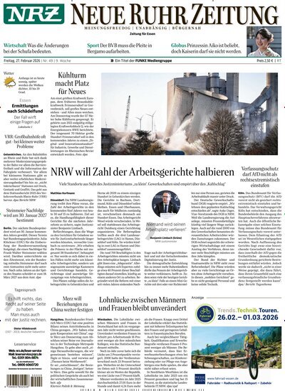 Titelbild der Ausgabe 49/2026 von NRZ Neue Ruhr Zeitung Essen. Diese Zeitschrift und viele weitere Zeitungsabos als Abo oder epaper bei United Kiosk online kaufen.