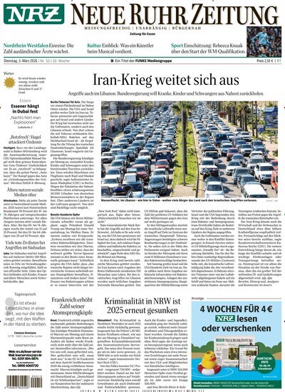 Titelbild der Ausgabe 52/2026 von NRZ Neue Ruhr Zeitung Essen. Diese Zeitschrift und viele weitere Zeitungsabos als Abo oder epaper bei United Kiosk online kaufen.