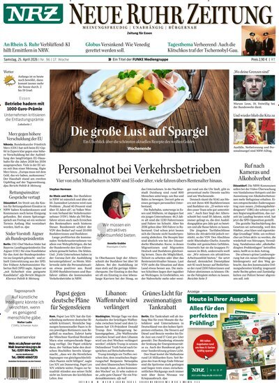 Titelbild der Ausgabe 96/2026 von NRZ Neue Ruhr Zeitung Essen. Diese Zeitschrift und viele weitere Zeitungsabos als Abo oder epaper bei United Kiosk online kaufen.