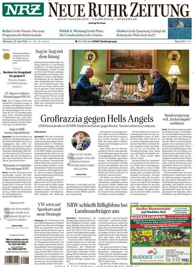 Titelbild der Ausgabe 99/2026 von NRZ Neue Ruhr Zeitung Essen. Diese Zeitschrift und viele weitere Zeitungsabos als Abo oder epaper bei United Kiosk online kaufen.