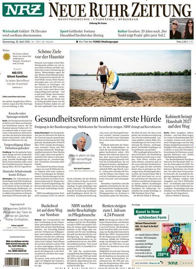 Titelbild der Ausgabe 100/2026 von NRZ Neue Ruhr Zeitung Essen. Diese Zeitschrift und viele weitere Zeitungsabos als Abo oder epaper bei United Kiosk online kaufen.