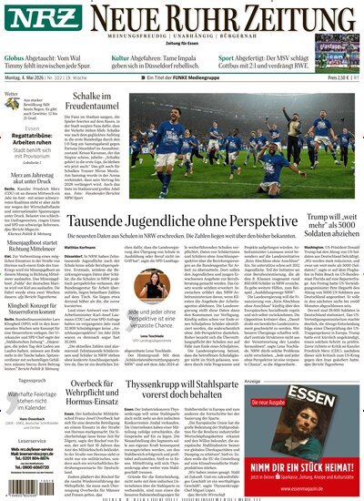 Titelbild der Ausgabe 102/2026 von NRZ Neue Ruhr Zeitung Essen. Diese Zeitschrift und viele weitere Zeitungsabos als Abo oder epaper bei United Kiosk online kaufen.