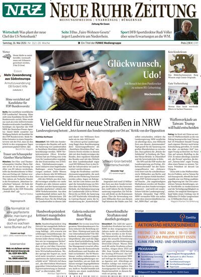 Titelbild der Ausgabe 112/2026 von NRZ Neue Ruhr Zeitung Essen. Diese Zeitschrift und viele weitere Zeitungsabos als Abo oder epaper bei United Kiosk online kaufen.