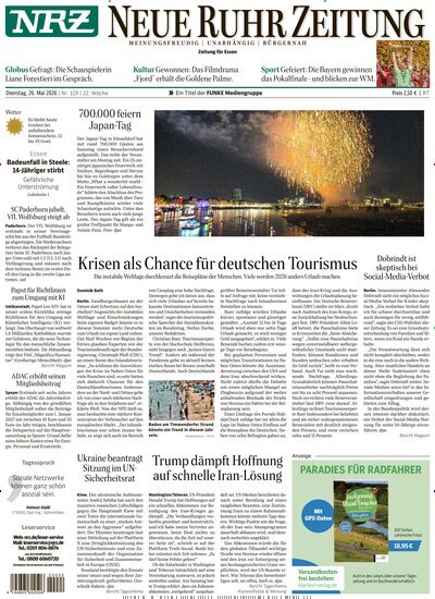 Titelbild der Ausgabe 119/2026 von NRZ Neue Ruhr Zeitung Essen. Diese Zeitschrift und viele weitere Zeitungsabos als Abo oder epaper bei United Kiosk online kaufen.