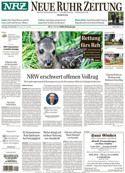 Titelbild der Ausgabe 123/2026 von NRZ Neue Ruhr Zeitung Essen. Diese Zeitschrift und viele weitere Zeitungsabos als Abo oder epaper bei United Kiosk online kaufen.