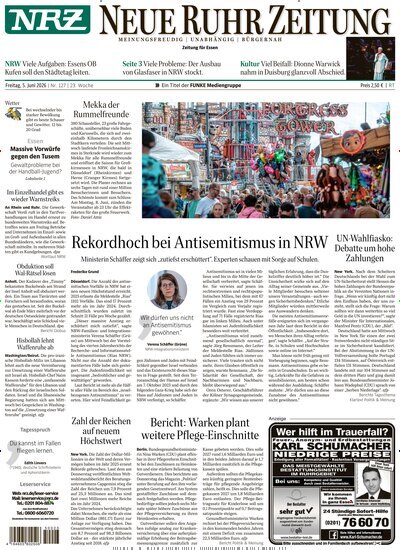 Titelbild der Ausgabe 127/2026 von NRZ Neue Ruhr Zeitung Essen. Diese Zeitschrift und viele weitere Zeitungsabos als Abo oder epaper bei United Kiosk online kaufen.